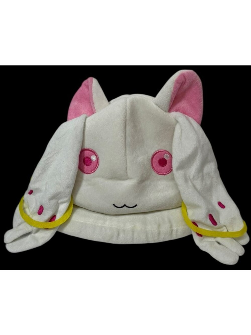 Puella Magi Madoka Magica Kyubey Costume Plush Hat w/ Ears Embroidered Eyes Face